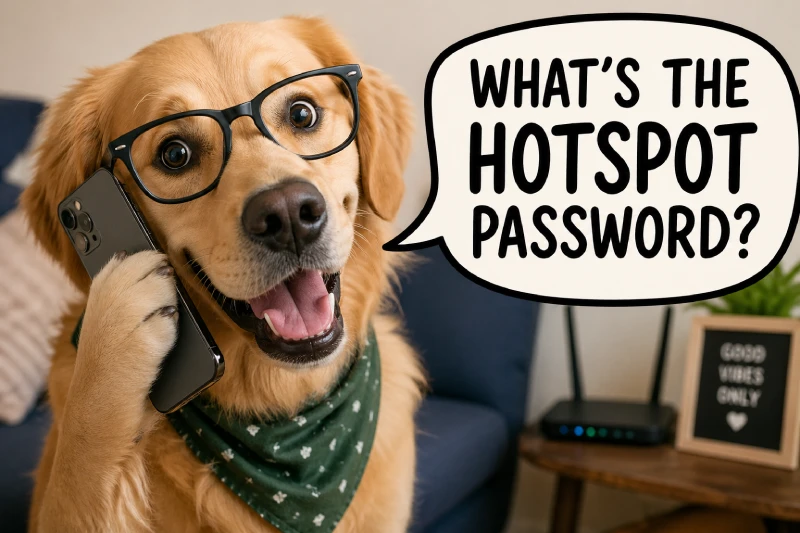 Dog being a joke asking for the hotspot password